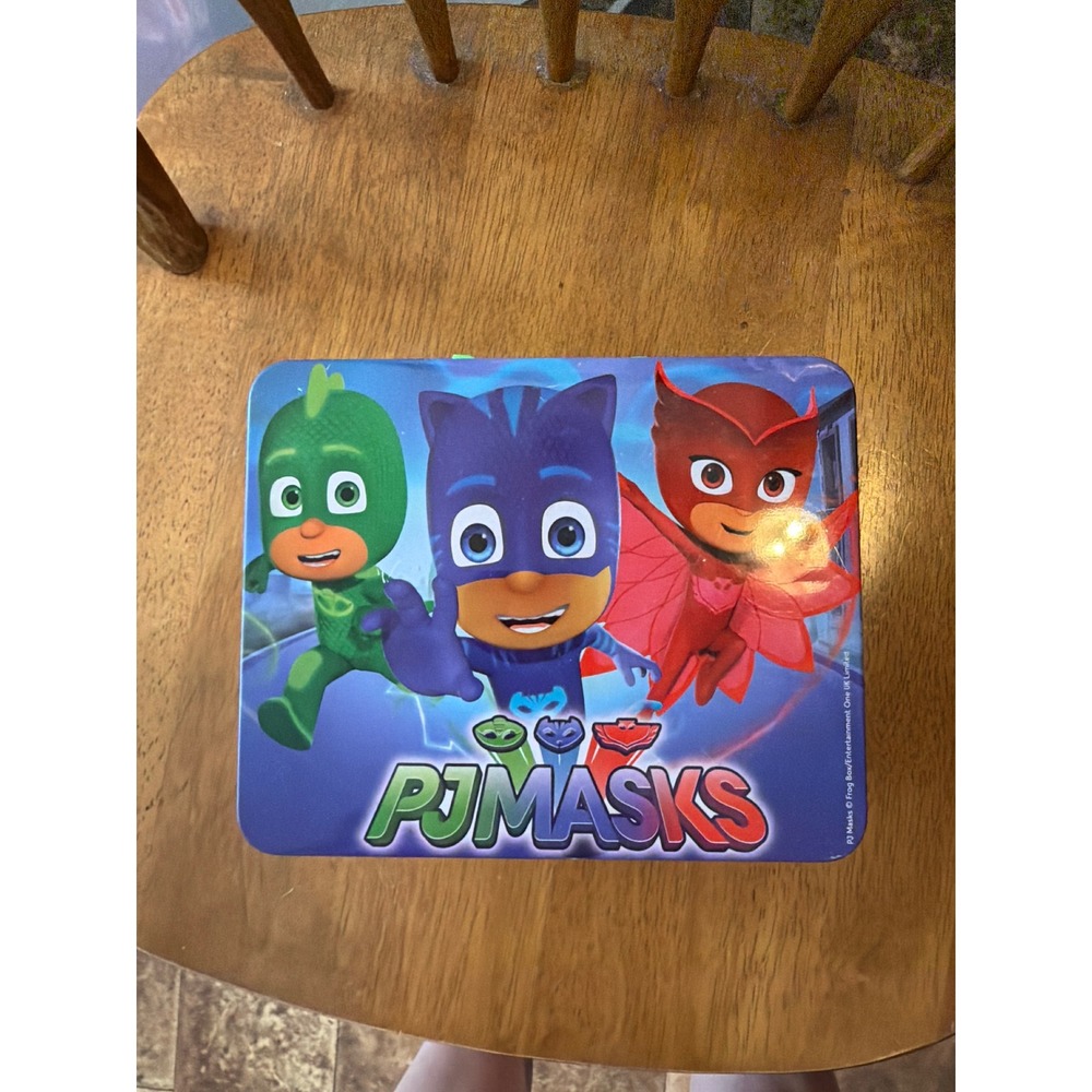 PJ Masks Metal Tin Lunch Box Catboy Owlette Gekko Blue Green Superhero Case